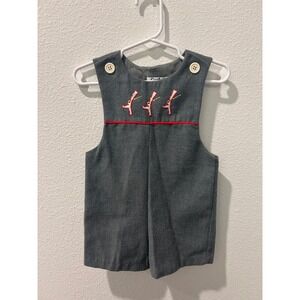 Good Lad Vintage Boys Grey Toy Soldier Embroidered Jon Jon Romper Size 2T